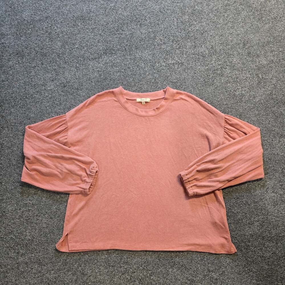 Madewell Top Womens Size Medium Pink Crew Neck Fuzzy Soft Long Sleeve Capsule